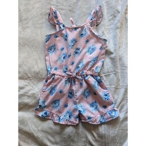 Girls 3T Romper Floral and Stripes